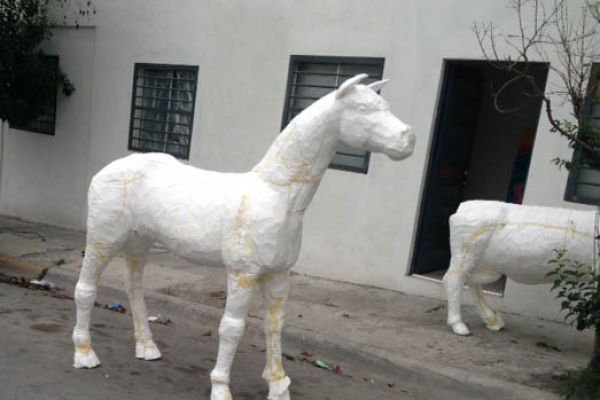 styrofoam horse sculpture